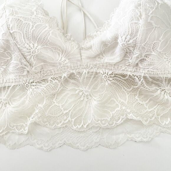 Gilly Hicks Laced Bralette Size S Top Double Straps Ivory Romantic Cute Sexy - Picture 5 of 10